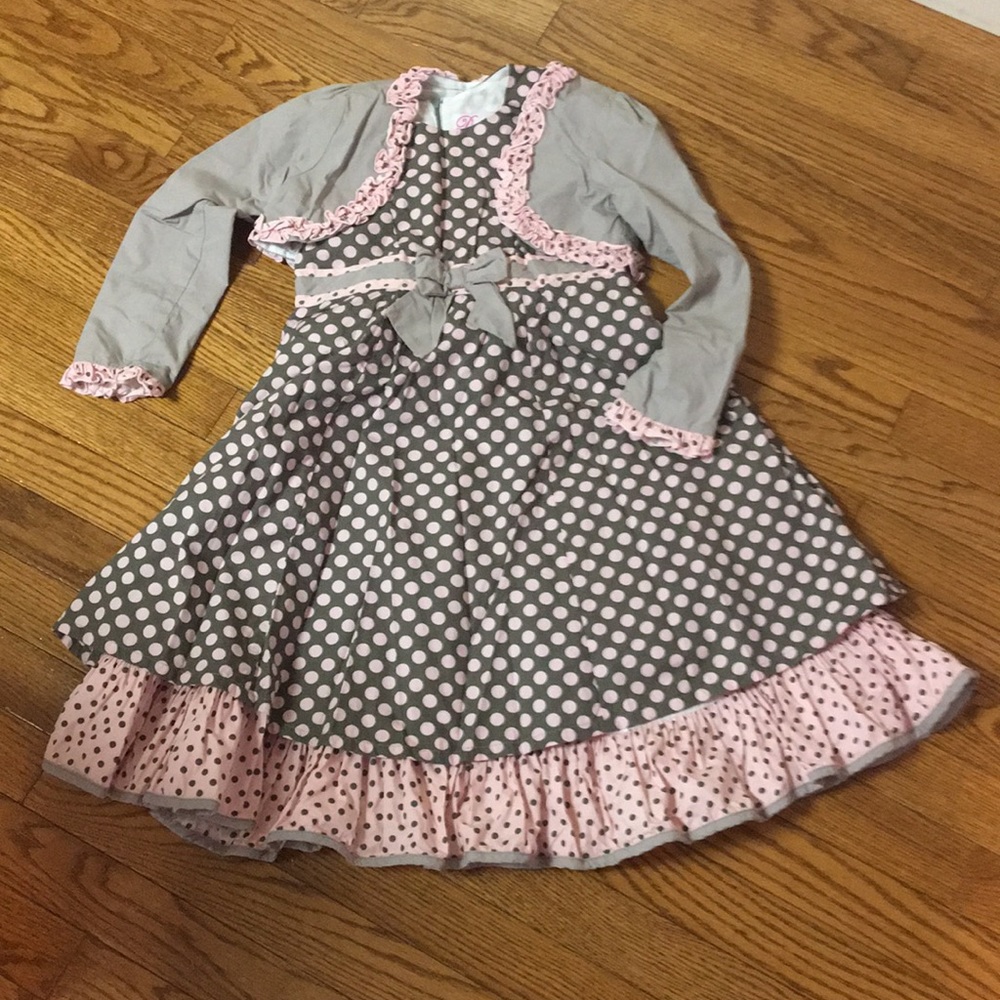 Cute! Donita gray and pink dress w/bolero size 6X